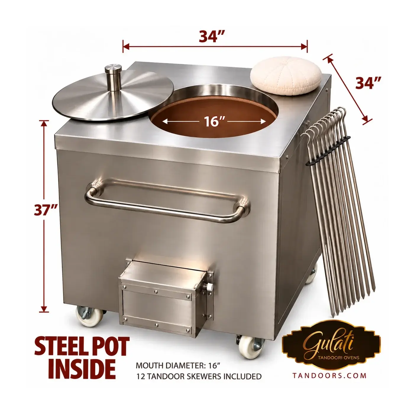 34″ × 34″ Steel Pot Restaurant Tandoor