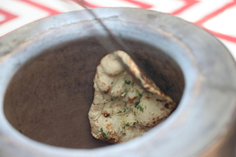 Fresh naan skewer